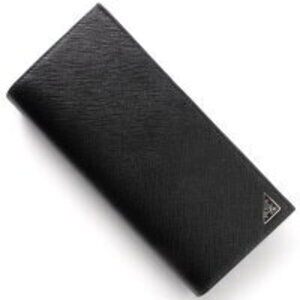Prada Saffiano Triangle Long Wallet Black
